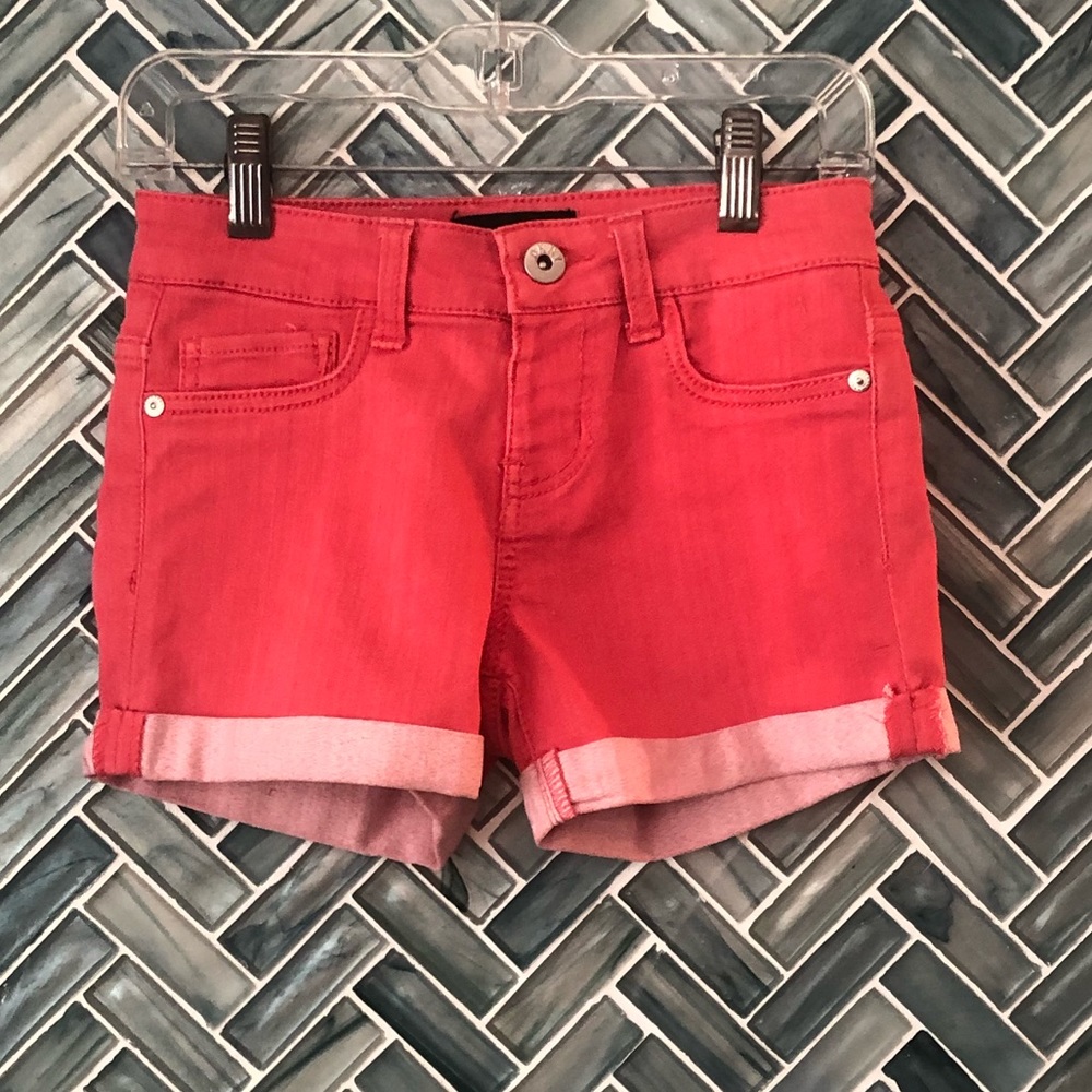 Girls Pink Red DKNY Jegging Shorts size 8 EUC
